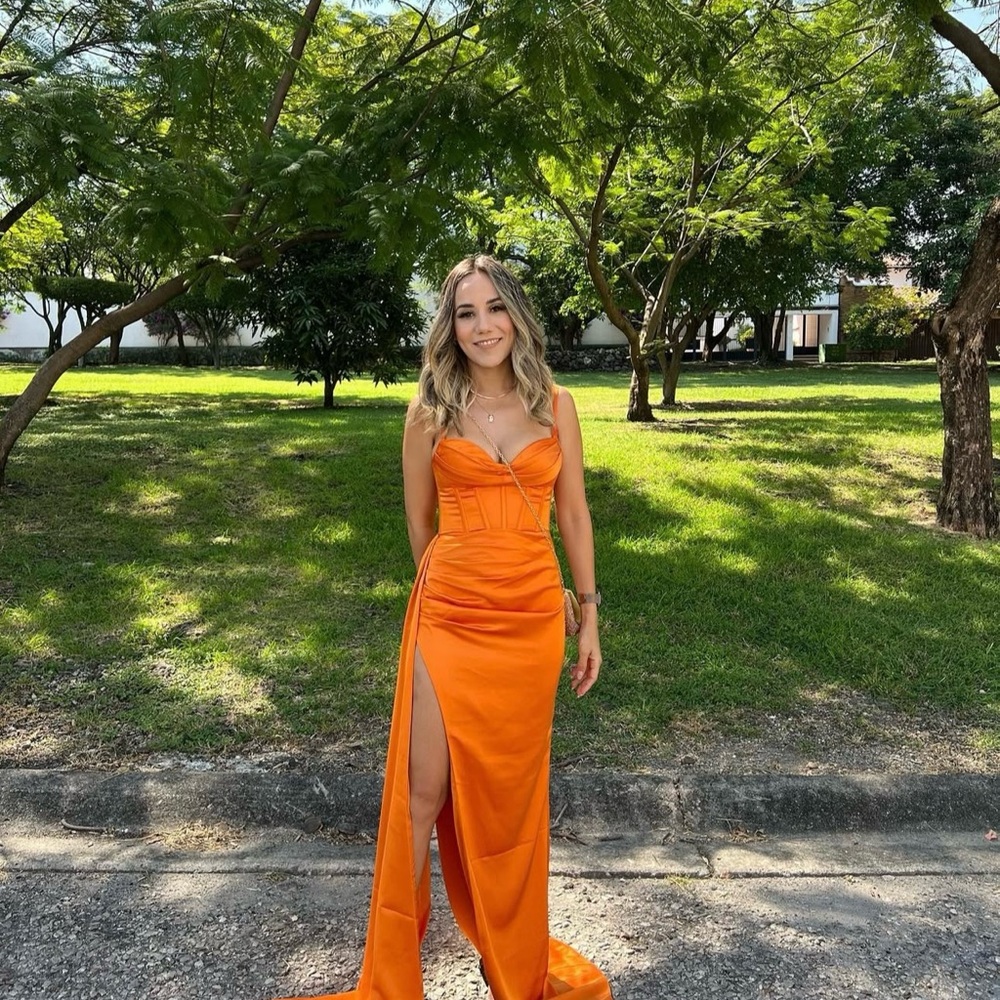 Elegant Orange Evening Dress